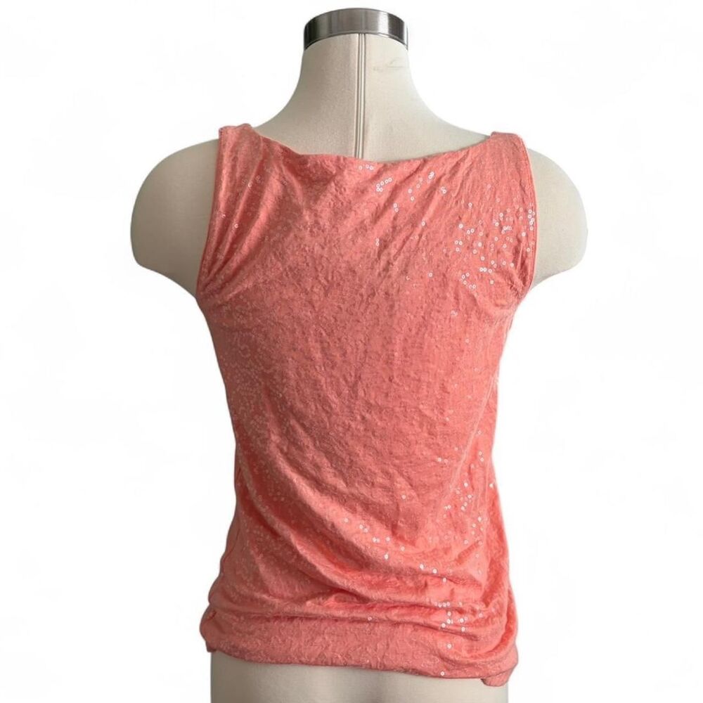 Talbots Orange Sequin Tank Top Size S Sleeveless Scoop Neck Party Glamour NWT - Picture 3 of 7